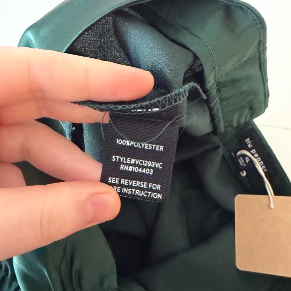 NWT Blu Pepper Forest Green Ruched Satin Pencil Maxi Skirt Size XL Wedding Guest - Picture 11 of 16